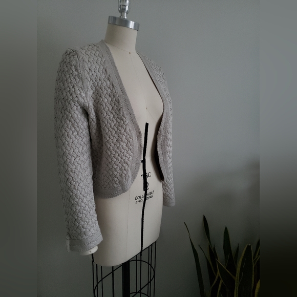 BANANA REPUBLIC silver grey basket weave knit cardigan - Picture 1 of 7